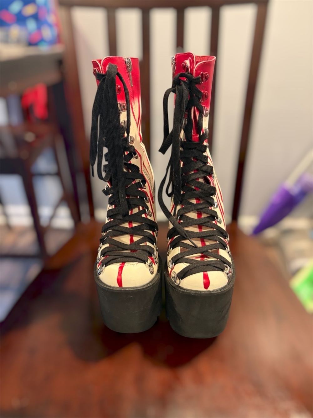 trickz n treatz heeled platform boots Sz 8